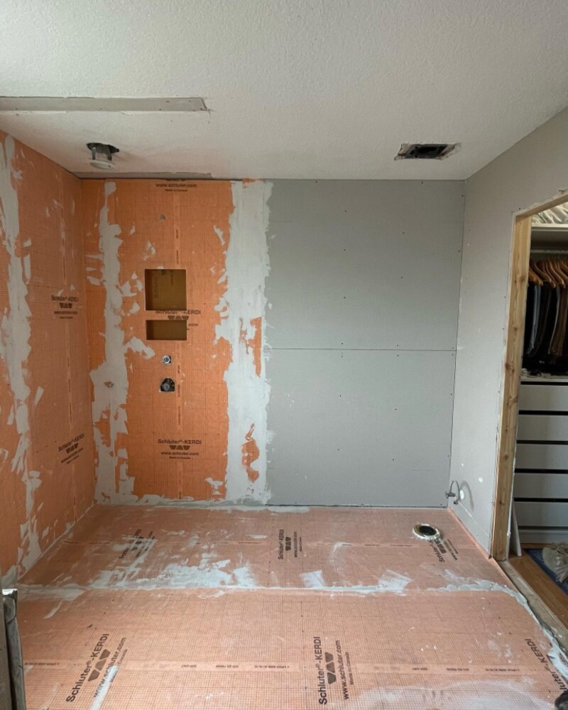 Bathroom shower waterproofing membrane before tile